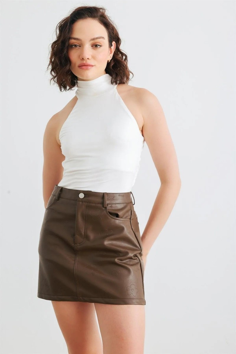 Off-White Sleeveless Mock Neck Open Back Bodysuit /1-2-2-1